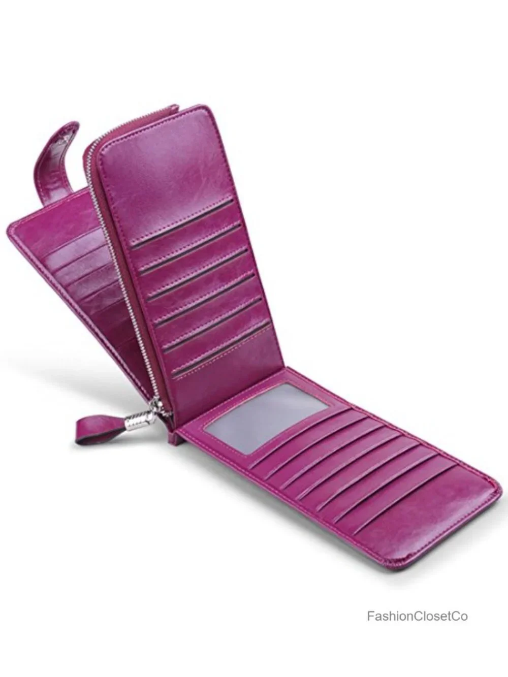 Large RFID Bifold Wallet with 25 Card Slots and Zipper Pocket